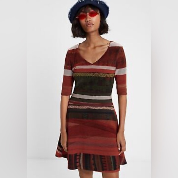 Desigual Dresses & Skirts - DESIGUAL Earth Tone Short Sleeve